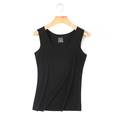 Черный Summer Cool Tank Top Women Fitness Modal Soft Vest No Trace Cutting Bustier Tops Sexy Debardeur Female Base Shirt 4xl Black Tees - Цвет: Черный