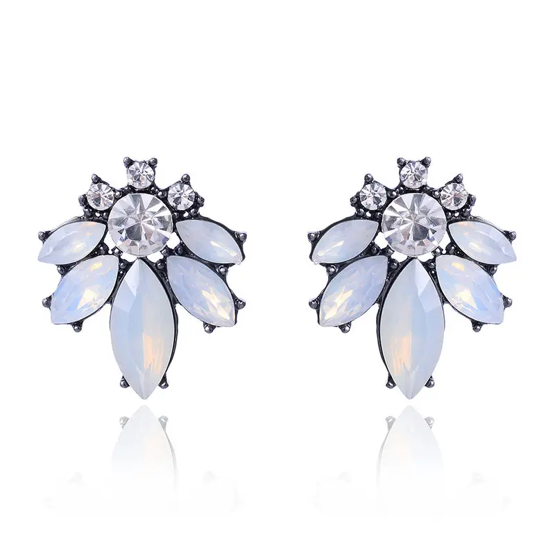 opal white LUBOV Кристальные висячие серьги в виде цветка для девочек, вечерние серьги в богемном стиле, милый подарок, висячие серьги для женщин, свадебные трендовые ювелирные изделия - Окраска металла: opal white