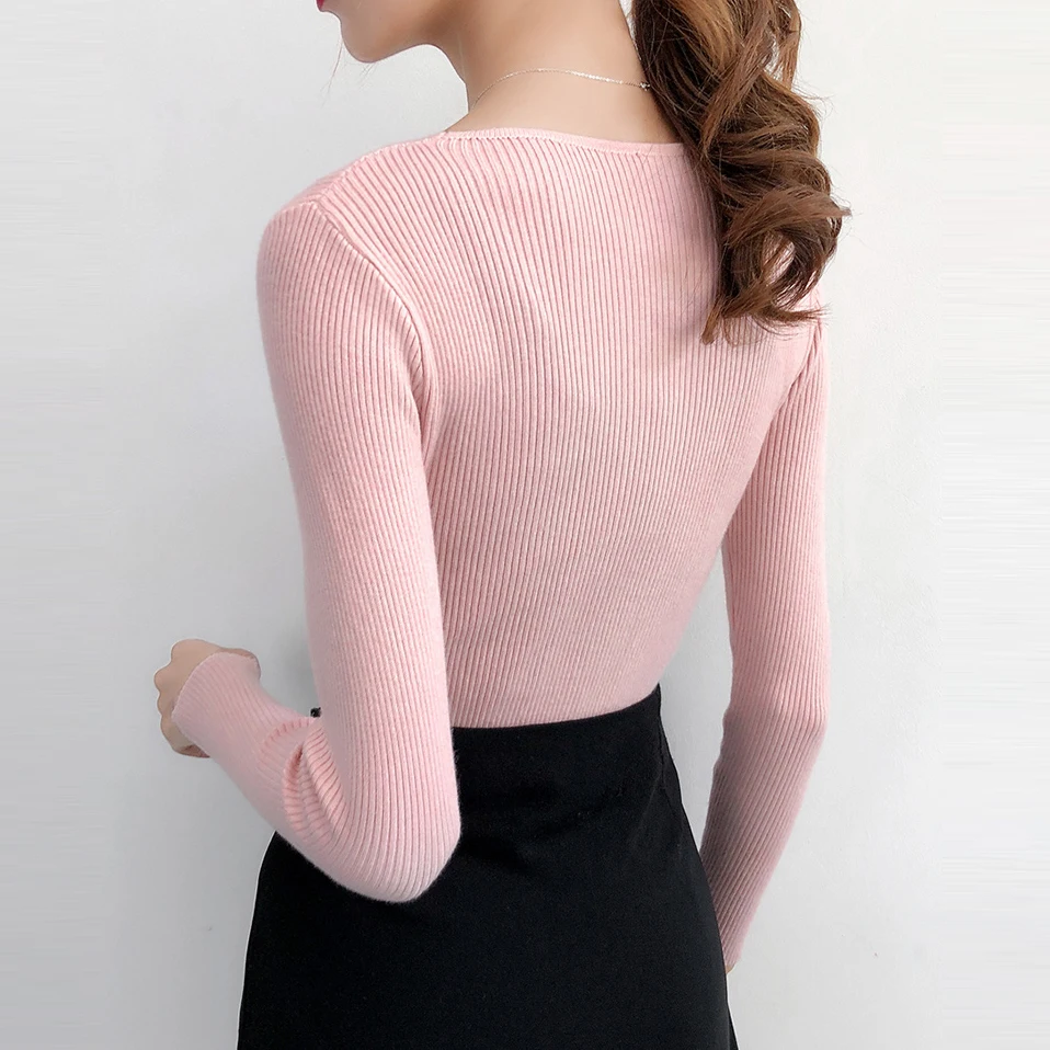 AOSSVIAO Women Sweaters And Pullovers 2021 Autumn Winter Knitted Warm Jumper Slim Stretch Sweater Female Pink Pull Femme | Женская