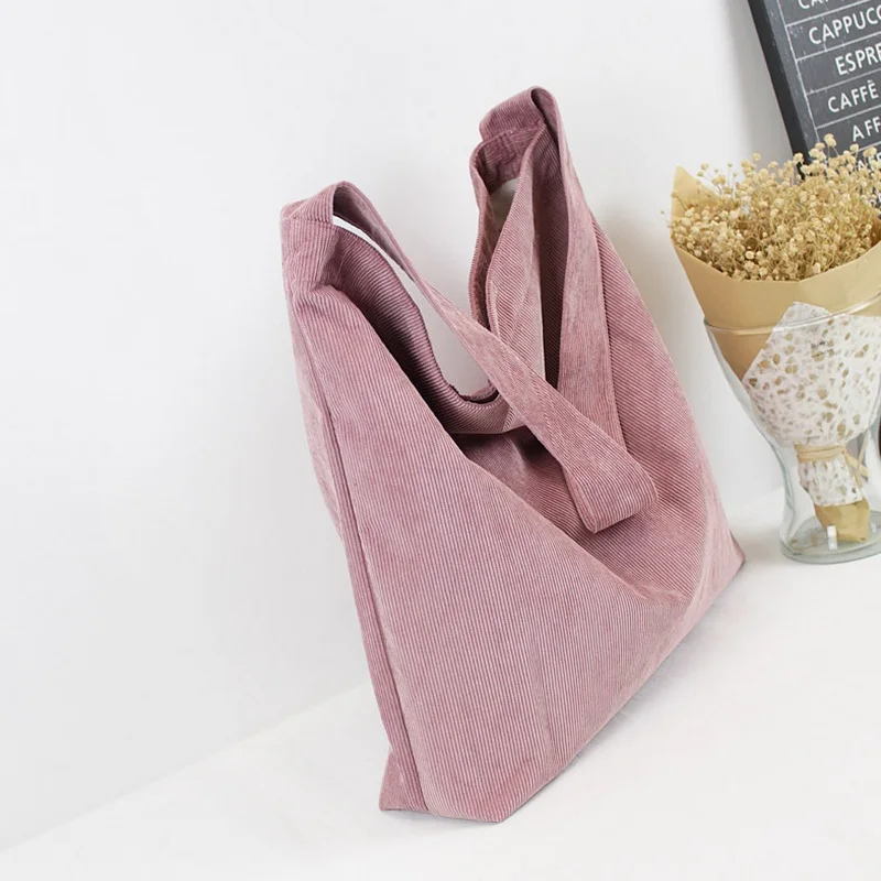 Женская простая Вельветовая Сумочка винтажная однотонная большая Повседневная