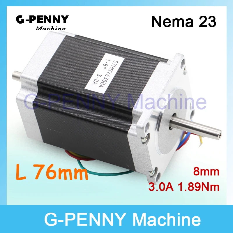 Фото NEMA 23 ЧПУ шаговый двигатель 57 x мм 76 двойной вал 8 1.89N.m nema 270Oz-in 3A для станка с и 3D NEMA 23 ЧПУ шаговый двигатель 57 x мм 76 двойной вал 8 1.89N.m nema 270Oz-in 3A для станка с и 3D