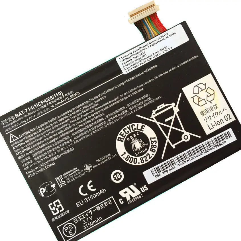 Новый оригинальный аккумулятор для планшета Acer Iconia A110 серии BAT 714 (1ICP4/68/110) KT.0010G.001 3