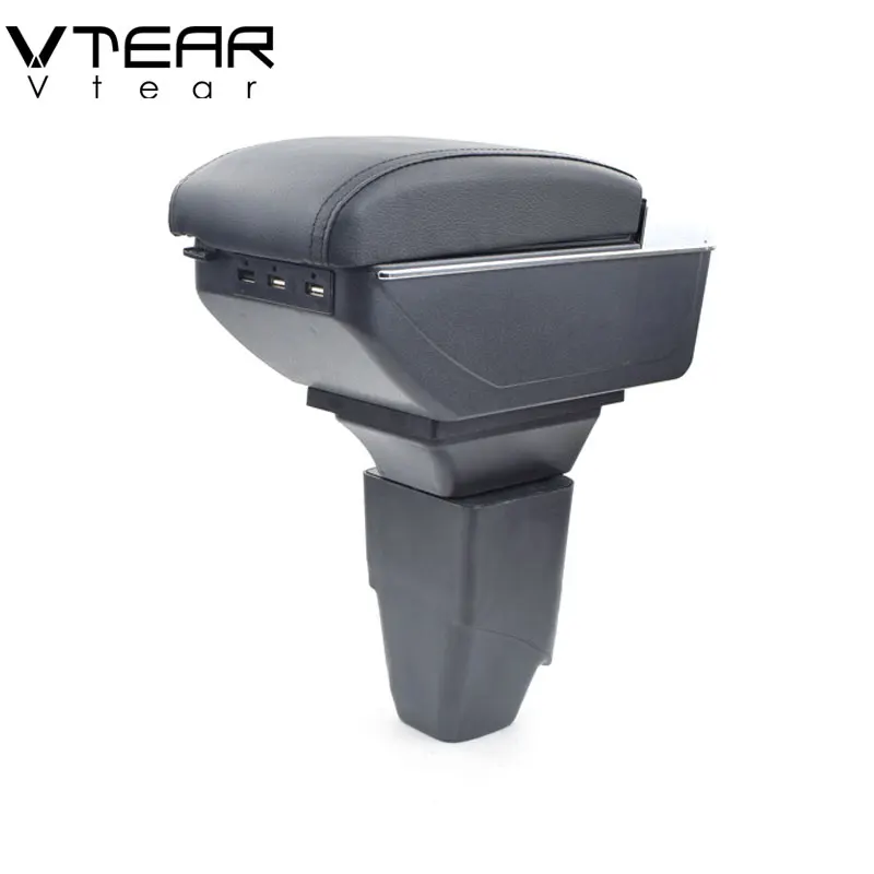 Vtear для PEUGEOT 206 207 Автомобильный подлокотник кожаный подлокотник usb коробка для хранения центральная консоль аксессуары для интерьера авто 2008 подлокотник для авто