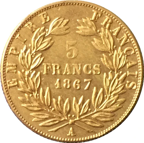 1867 Франция 5 франков копия монет Наполеона III|shipping carton|coin necklacescoin |
