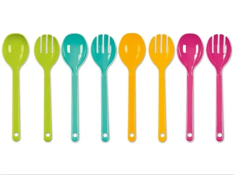 2 piece Cutlery Set Plastic Salad Serving Multicolored Spoon and Fork ernesto-salatbesteck-2-teilig | Дом и сад