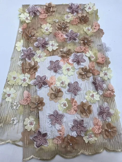 Африканская французская кружевная ткань с 3D цветы Высокое качество Африканский