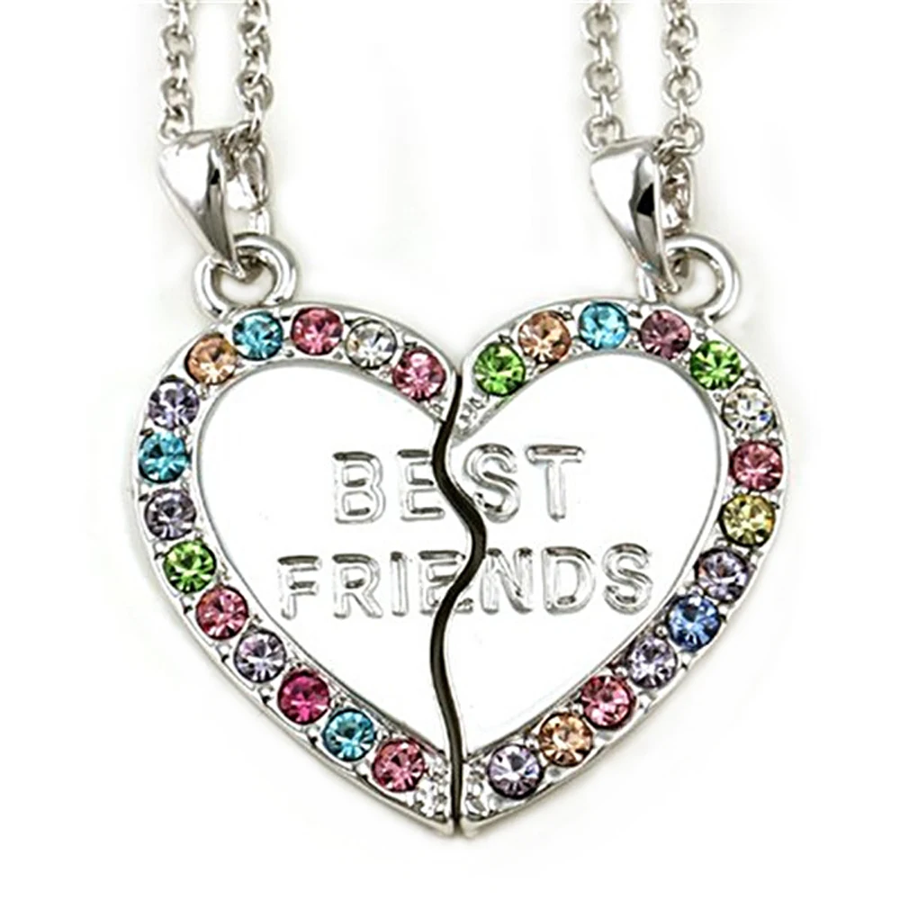 Ожерелье Best Friends Forever BFF из 2 частей|rhinestone flower necklace|necklace robotnecklace emerald |