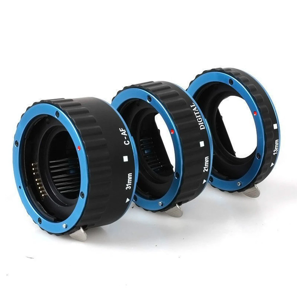 Blue Metal Mount Auto Focus AF Macro Extension Tube Ring for Canon EOS 1100D 700D 650D 600D 550D 500D 450D 350D 300D EF-S Lens |