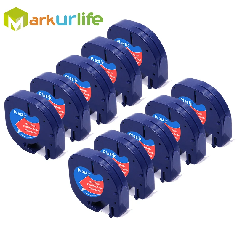 10 шт./лот для DYMO LetraTag Tape 91203( 91333 91223 59424) черный на красном 4 м * 12 мм LT пластиковая