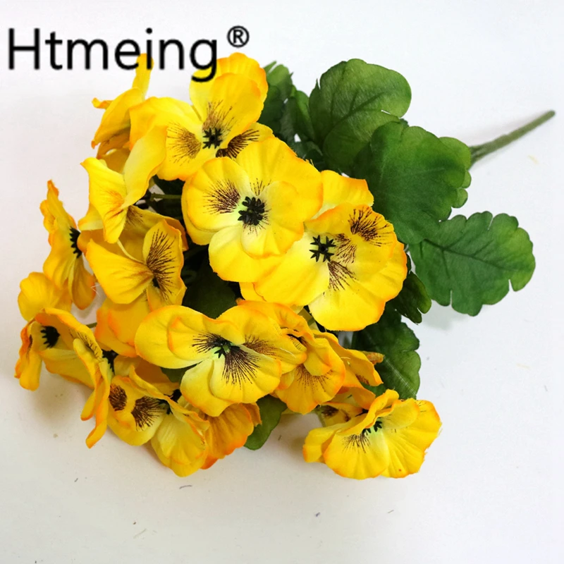 Htmeing Искусственные цветы 17 дюймов искусственные анютины глазки шелковые поддельные бабочки цветок орхидеи домашний офис Свадебные украшения
