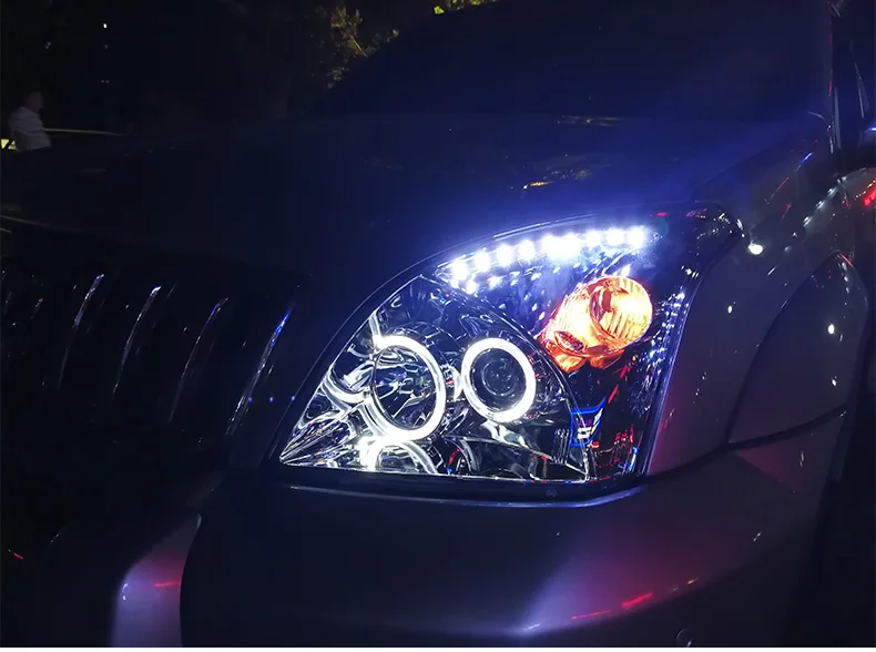 Автомобильный Стайлинг для Toyota 2003-2009 Prado светодиодный светодиодные дневные ходовые огни на передних фарах HID фара ангел глаз биксенон двойной луч аксессуары для фар