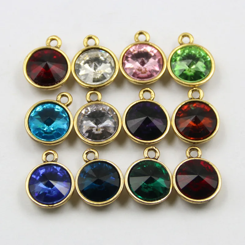 Gold Bottom 12 Colors Birthstone Dangle Charm For Memory Floating Locket | Украшения и аксессуары