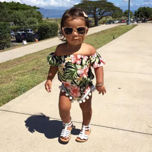 2018 комбинезон с цветочным принтом для маленьких девочек одежда изображением