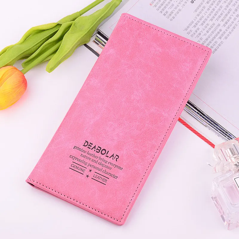 Pink Модный женский длинный кошелек, ультратонкий, кожзам, женский клатч, с отделением для карт, многофункциональный, много цветов, женские кошельки - Цвет: Pink