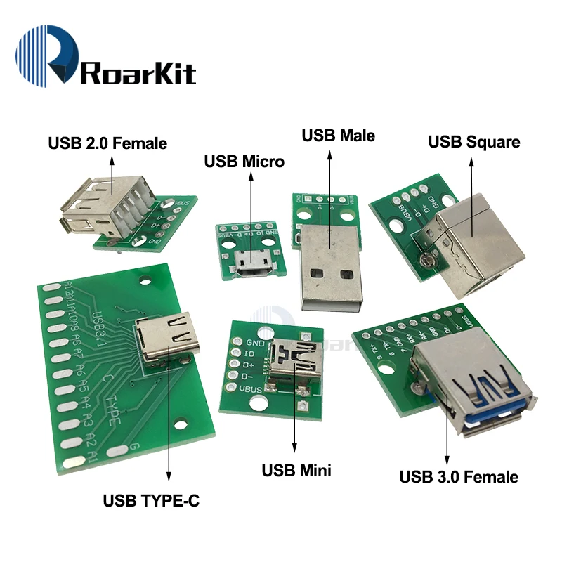 5 шт. USB коннектор папа/мини микро адаптер DIP 2 54 контактный разъем мама B Type C USB2.0 3 0