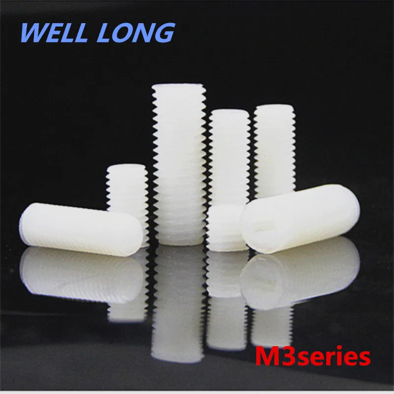 

50pcs/lot M3 Machine Screws Nylon Set Screws Plastic Screws Headless Screws .