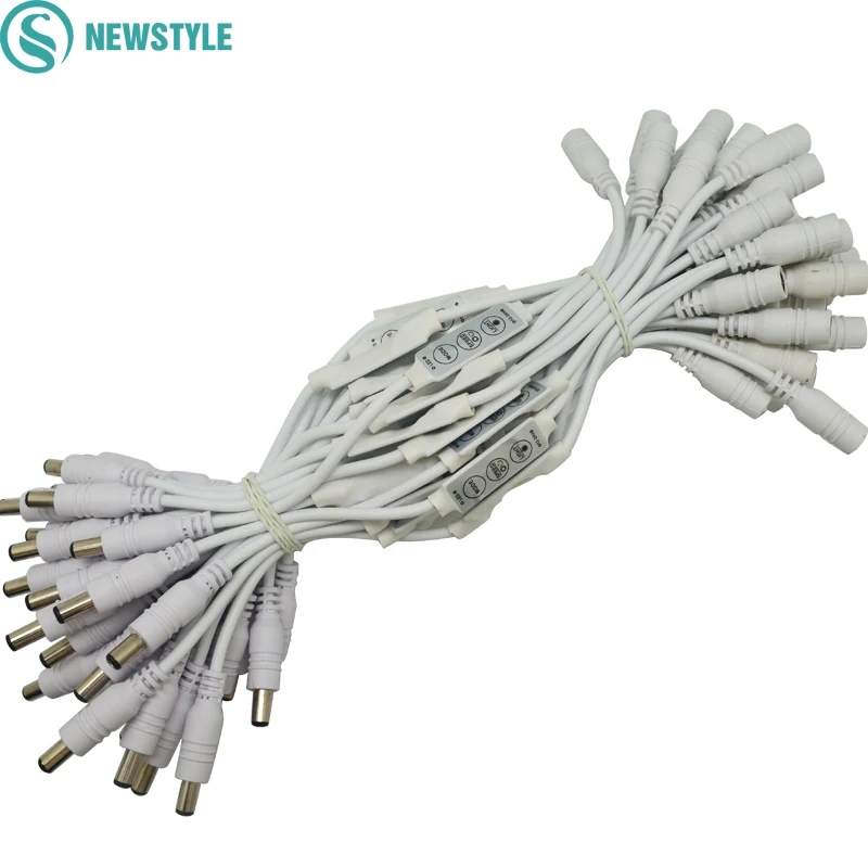 20 шт./лот 3 клавиши мини Led диммер контроллер с Мужской Женский DC разъем для