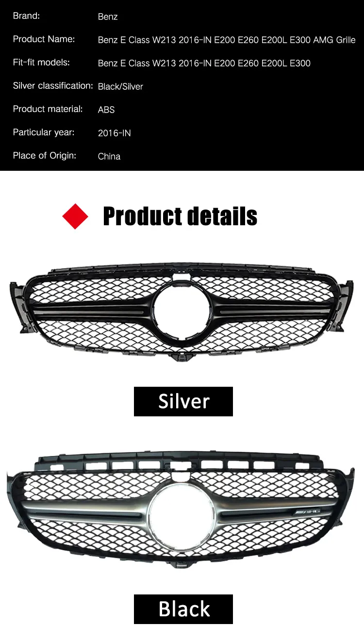 Подходит для Mercedes Benz-IN New E class W213 Grill AMG style Modificatio решетка для E200 E260 E200L E300 без эмблемы