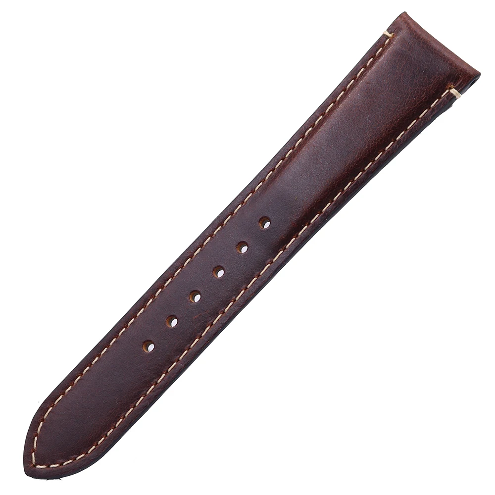 Rolamy 22mm Wholesale Durable Genuine Leather Wrist Watchband Strap Belt Loops Band Bracelets For IWC Tudor Seiko