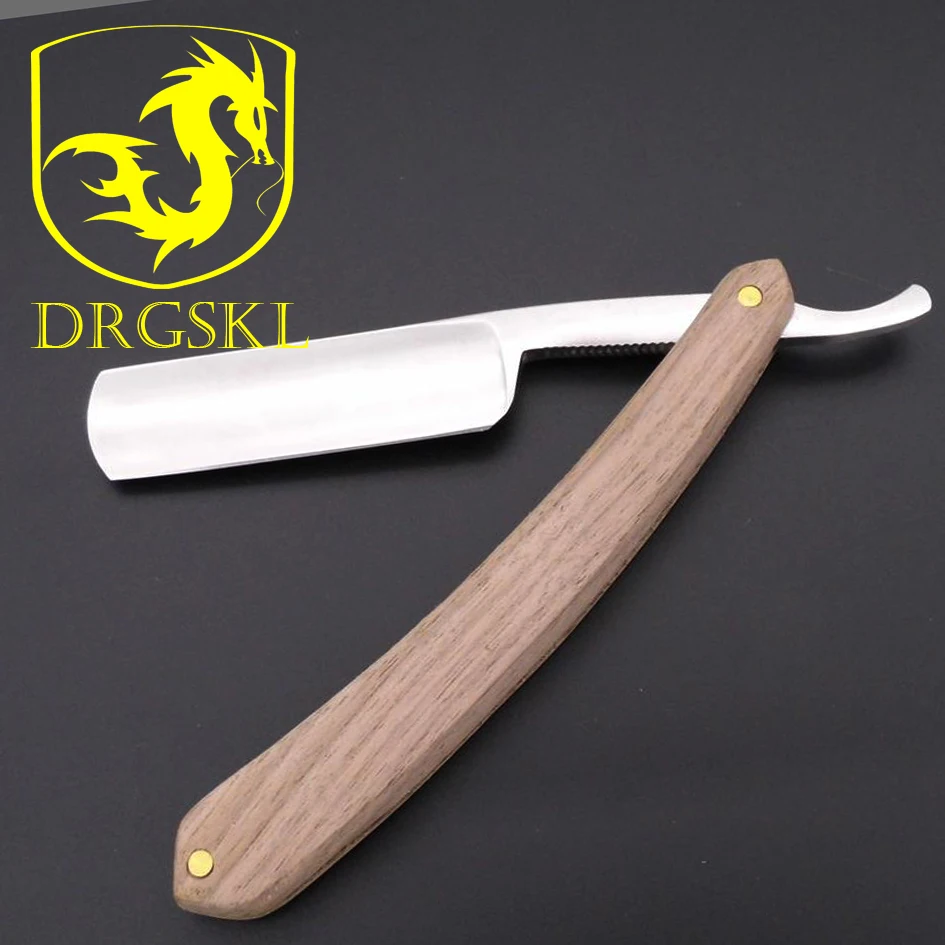 

hand polished wooden handle Hair cutting knifes barber shaving razor,TOP Quality carbon steel blade Man's razors tonsure