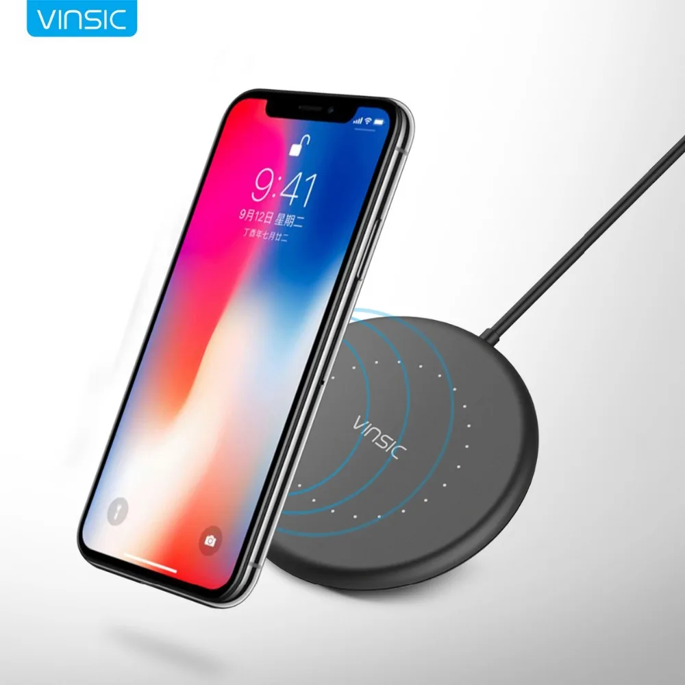 Vinsic мини Беспроводной Зарядное устройство QI зарядного устройства для iPhone X 8 плюс