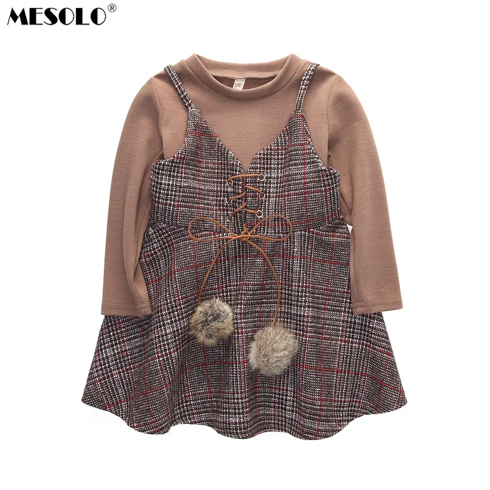 MESOLO + одежда для весны и осени 2017 Хань издание платье с плечевым ремнем из двух