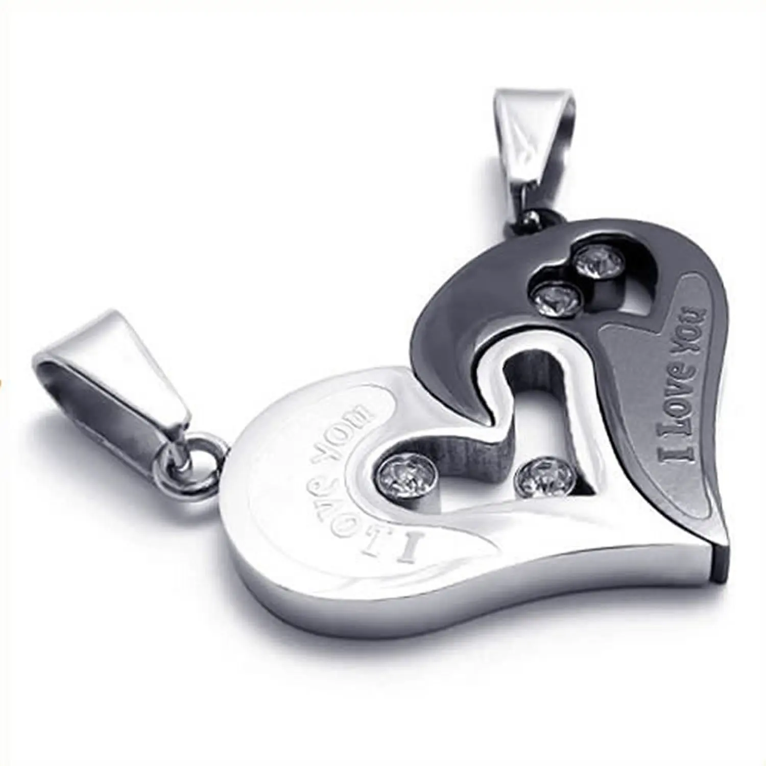 2 шт. мужские женские пары сердце Нержавеющая сталь кулон любовь Цепочки и