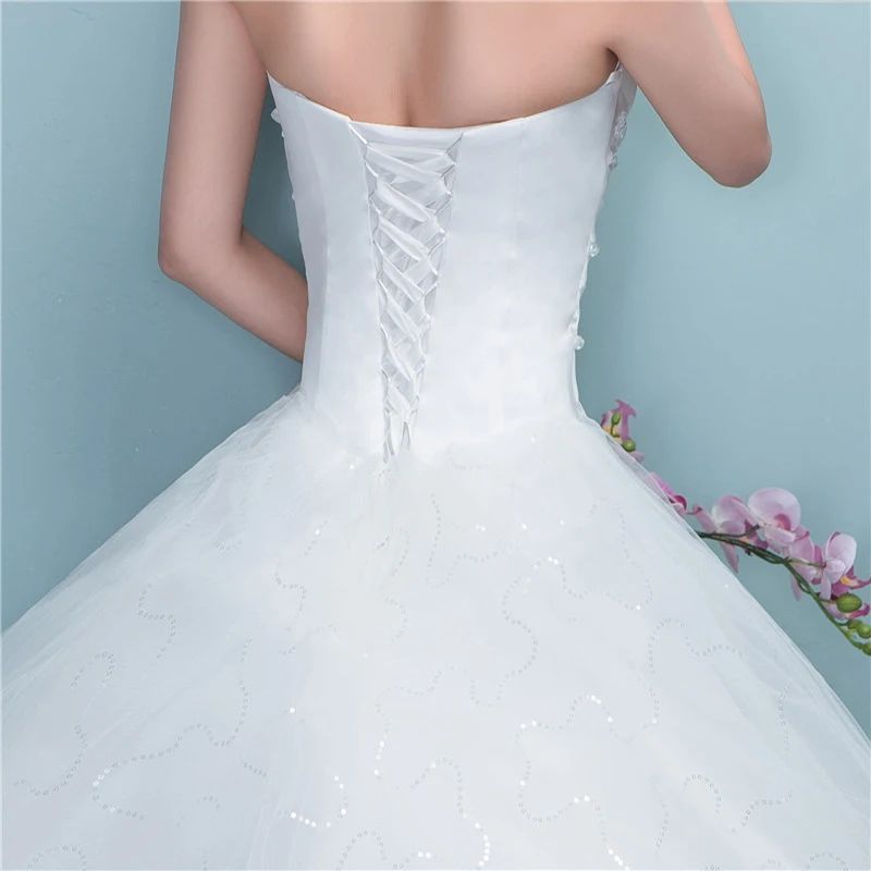 Vivian's Bridal без бретелек Кристалл цветок украшение женское свадебное платье Белый Королевский поезд обратно кружева Многоуровневое свадебное платье