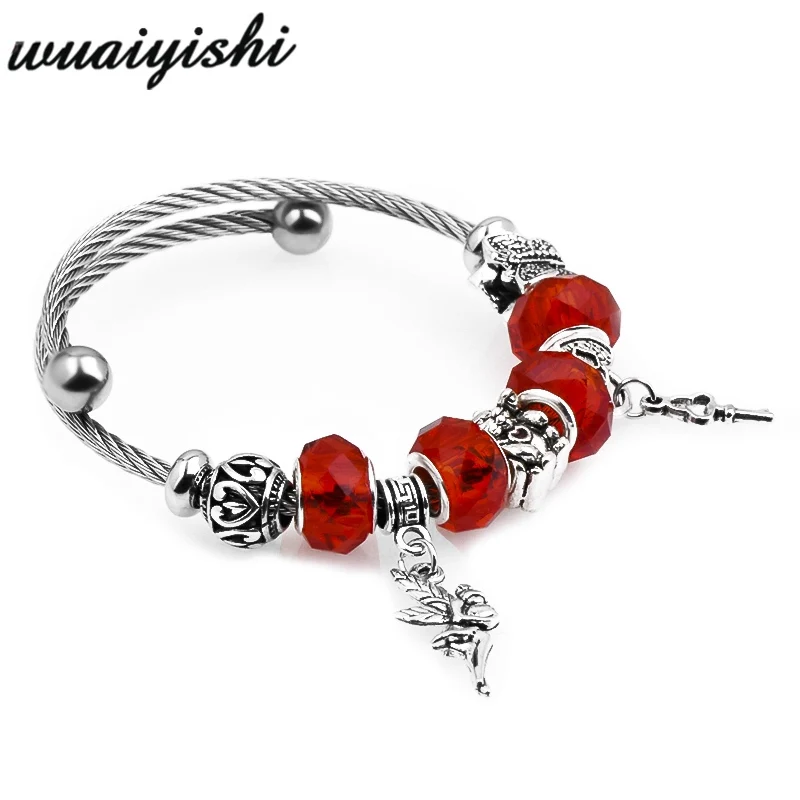 

2019 European Heart Charm Bracelets For Women red Crystal Beads fit Pan Bracelets & Bangles DIY Jewelry PDA-147