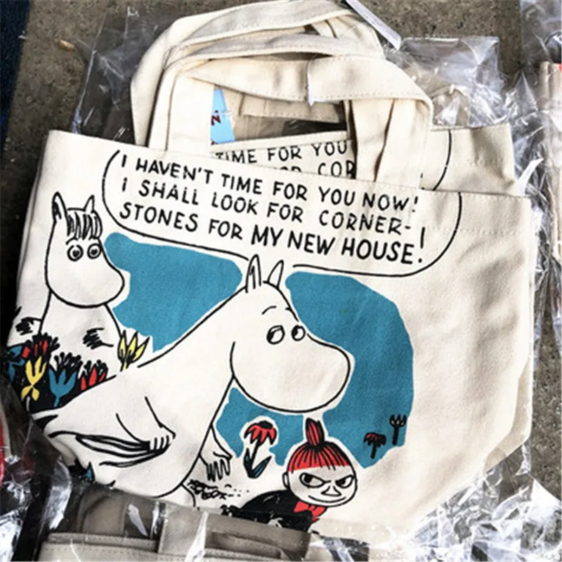 Moomin японская сумка на молнии Bolsa Organizadora хлопковая Холщовая Сумка через плечо
