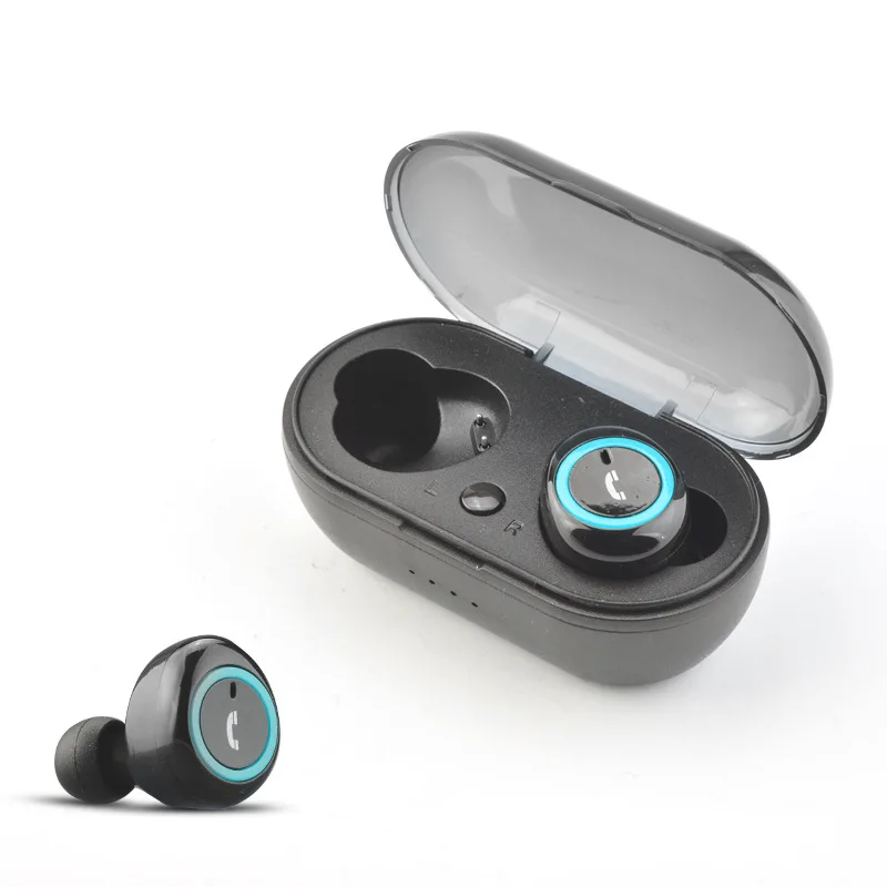 Синий Bluetooth 5,0 наушники TWS наушники беспроводные Bluetooth наушники 8D стерео гарнитура Bluetooth наушники с микрофоном и зарядным устройством - Цвет: Синий
