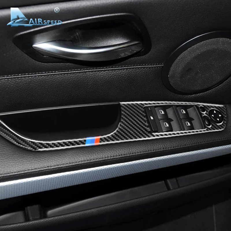 

Airspeed 4 шт. для BMW 3 серии E90 E93 аксессуары LHD интерьер автомобиля из углеродного волокна дверь окно переключатель панель Крышка отделка автомобильный Стайлинг