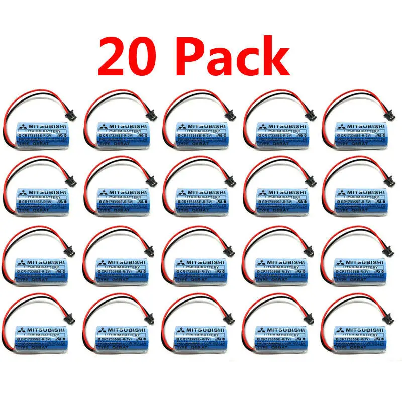 

20Pcs CR17335SE-R/3V Q6BAT PLC 3V 1800mAh Li-ion Battery For Q25PRHCPU Q170HBATC PLC Lithium Battery with Plugs