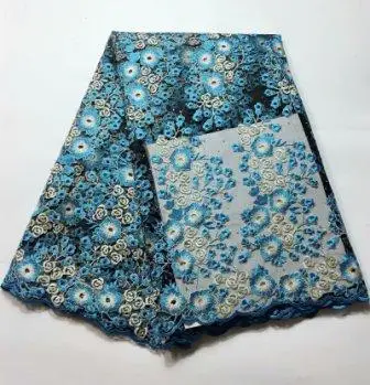 Sky Blue В африканском стиле; кружевное платье с цветочным рисунком узор 120 см ширина ткань для свадебного продаются по 5 двор - Цвет: Sky Blue