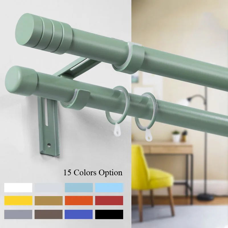 

Macaroon Series Single or Double Silence Curtain Rods Grommet Wall Mounting Customized Size