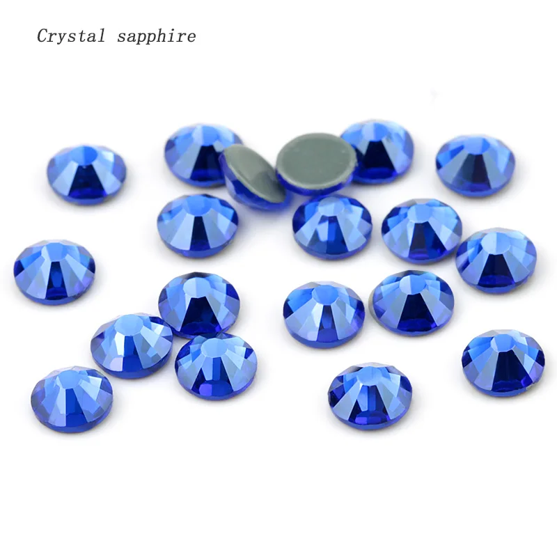 Crystal sapphire Новинка, цветные стразы SS16 SS20 из кристального стекла, стразы с плоской задней поверхностью, горячая фиксация, стразы для горячей фиксации, украшения своими руками - Цвет: Crystal sapphire