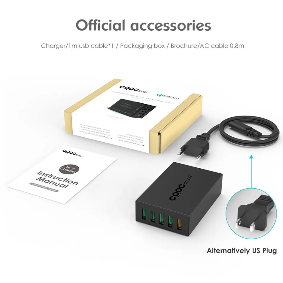 CRDC 54 Вт 5 Порты и разъёмы Usb Зарядное устройство Quick Charge 2 0 Desktop мобильного телефона