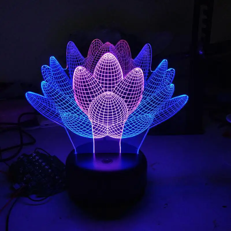 Изнасиловый цветок 3d Визуальный ночник креативный Красочный Usb светодиодный