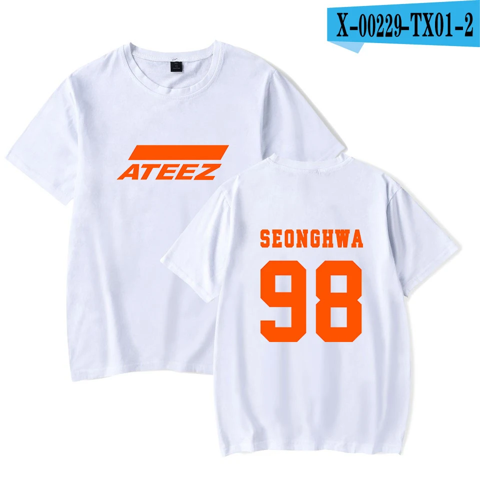 White ATEEZ/футболка; топы; Hongjoong Seonghwa Yunho Yeosang San Mingi Wooyoung Jongho Kpop group; одежда для подростков - Цвет: White