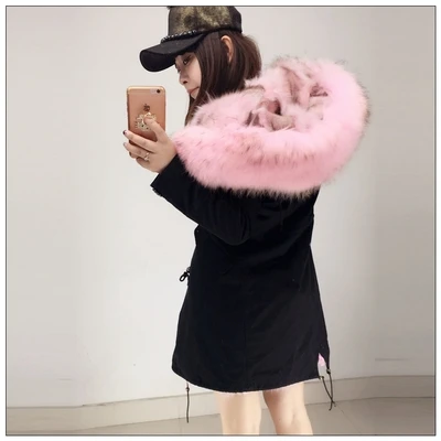 Новинка 2019 Зимняя женская куртка с капюшоном подкладкой из лисьего меха парка