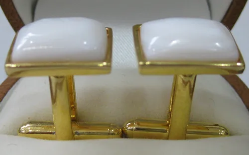 Оптовая продажа 18kgp белые квадратные нефритовые запонки|jade crystal|cufflinks vintagecufflinks