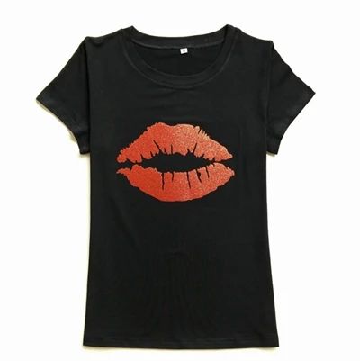 Женская футболка с принтом губ повседневная хлопковая Футболка круглым вырезом