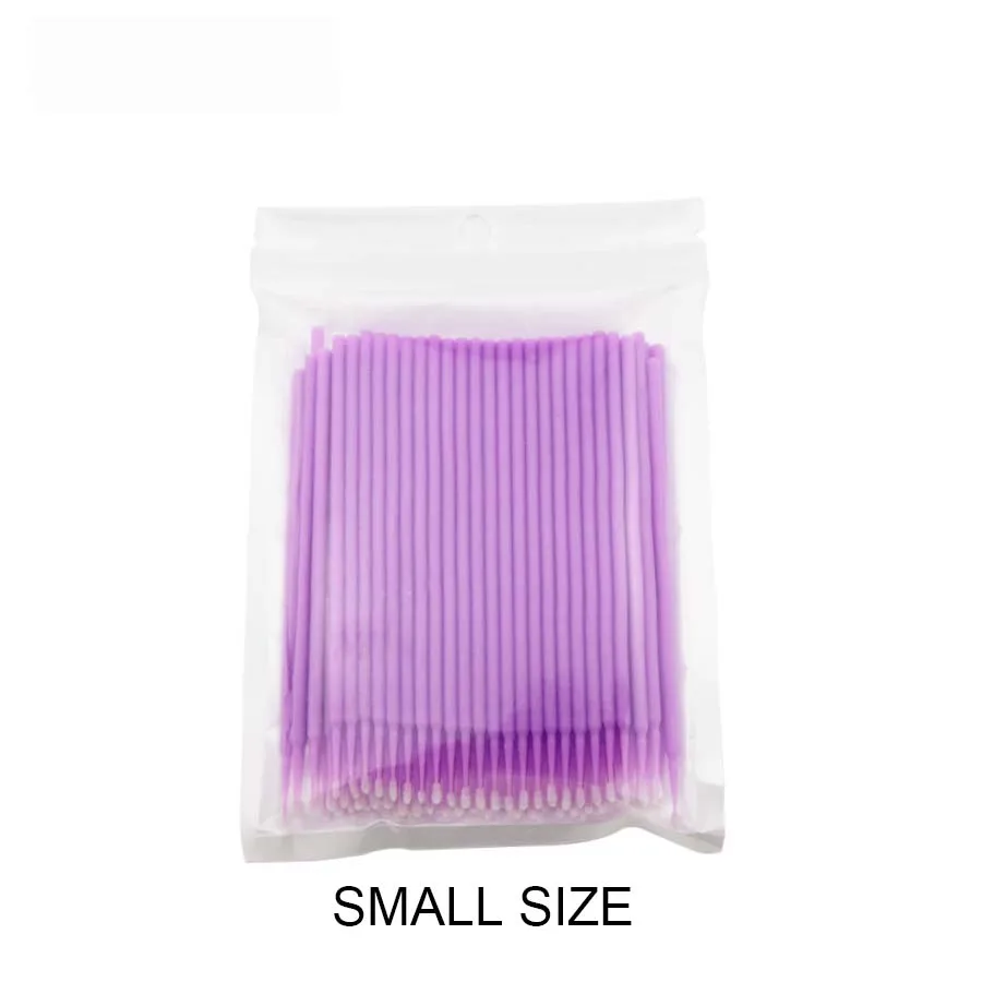 100pcs Light Purple 100 шт. кисти для макияжа инструмент для чистки клея принадлежности для наращивания ресниц прочные одноразовые микро-Аппликаторы кисти аксессуары для ресниц - Цвет: 100pcs Light Purple