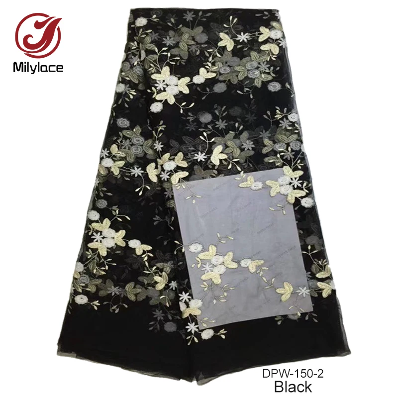African lace fabric african tulle high quality lovely flower pattern design embroidery nigerian fabrics DPW-150 | Дом и сад