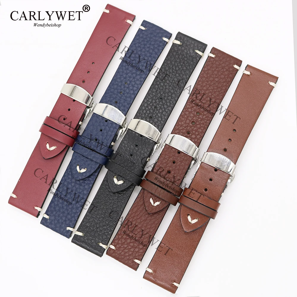 CARLYWET 20 22 24 мм кожаный коричневый черный красный синий винтажные Сменные наручные