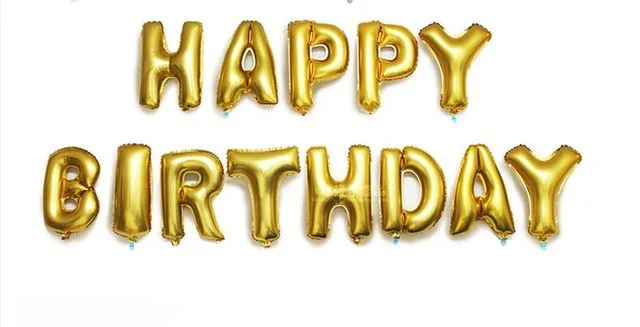 HBD gold Лидер продаж 16-дюймовый разноцветные шары из фольги в виде букв 13 шт./лот с днем рождения наполняемая воздухом воздушные шары вечерние globos 1st на день рождения следа - Цвет: HBD gold