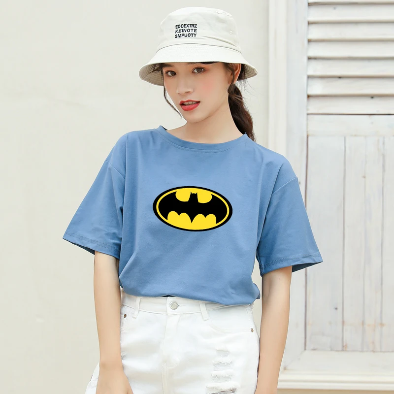Летние новые женские повседневные футболки с коротким рукавом из хлопка Harajuku Kawaii Batman с принтом из мультфильма Топы уличная футболки tumblr рубашка Femme