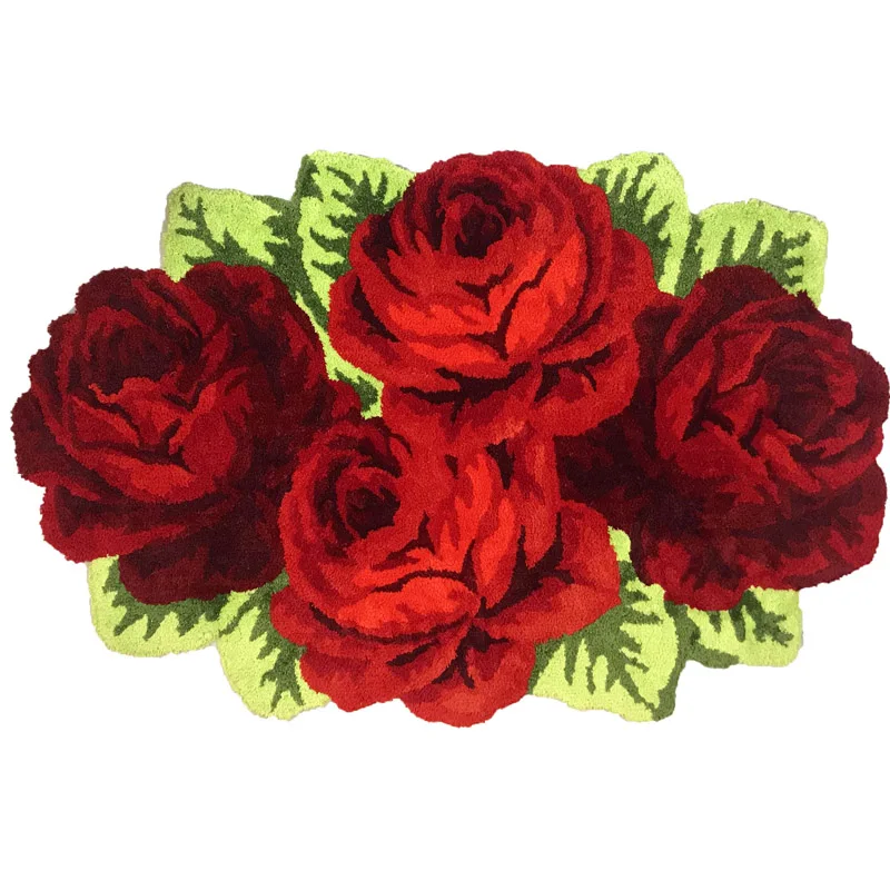 Four Roses Красный розовый ковер для гостиной/спальни/ванной комнаты/свадьбы мягкий мохнатый плюшевый моющийся абсорбент микроволоконный коврик для ванной - Цвет: Four Roses