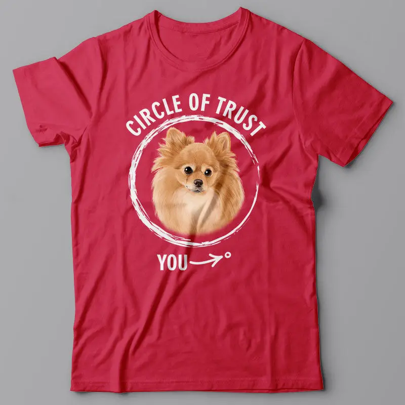 Крутая футболка с круглым вырезом и принтом круг доверия-Померанский подарок для