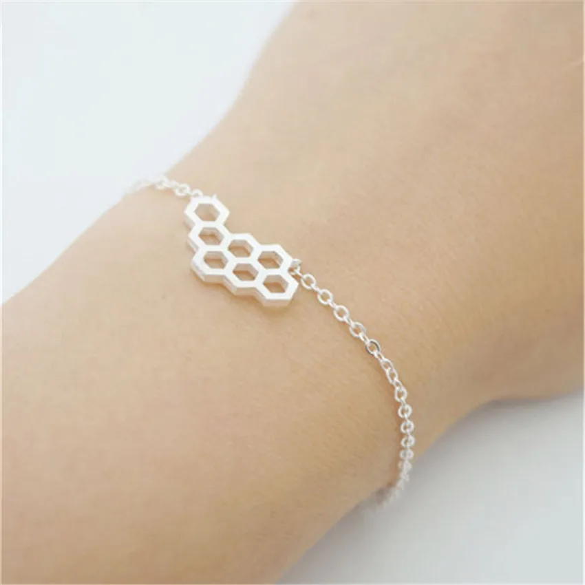 Модные геометрический шестигранные соты основы Браслет манжета Для мужчин